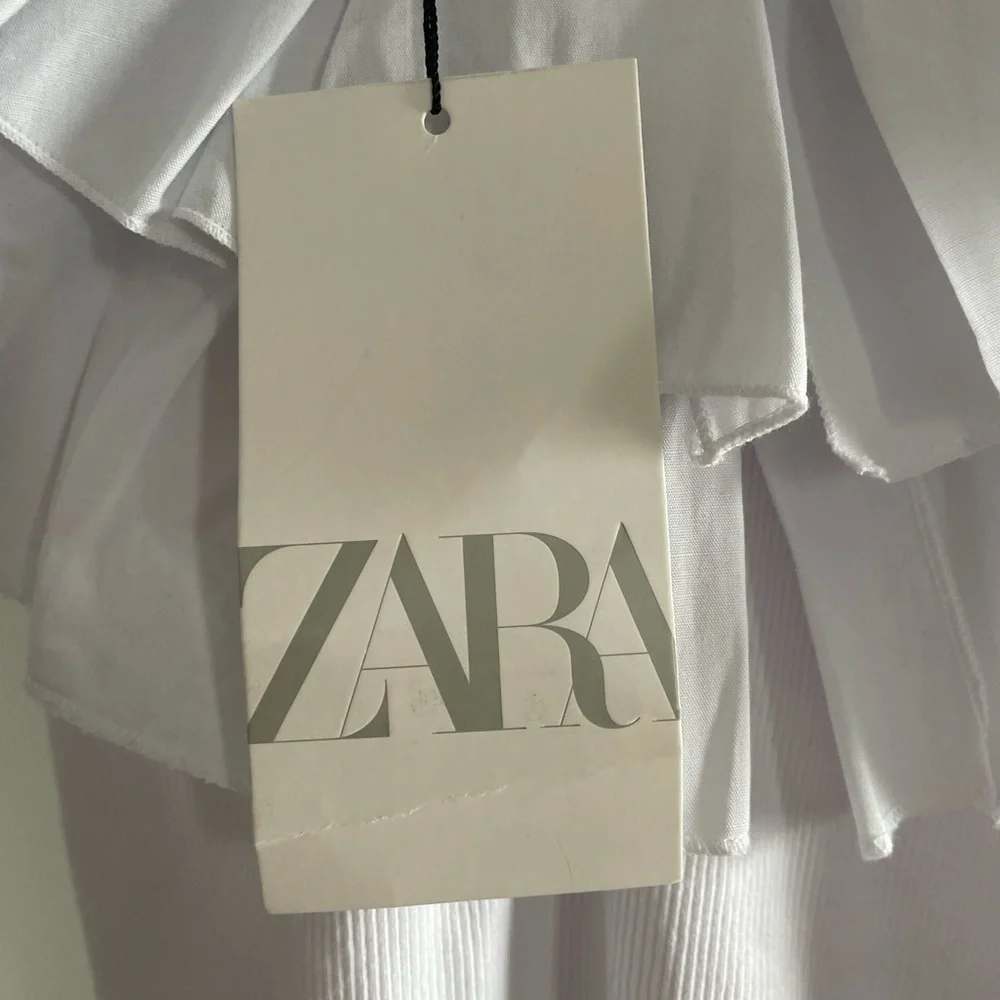 Zara Ruffled Rib Bodysuit- White - Picture 4 of 7